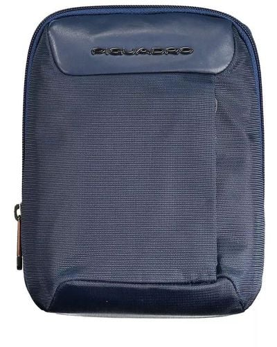 Piquadro Eco-conscious Blue Shoulder Bag With Logo Accent