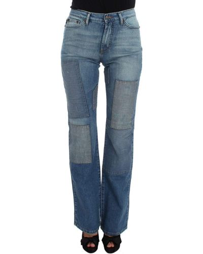 Cavalli Wash Cotton Slim Fit Bootcut Jeans - Blue