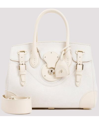 Ralph Lauren Collection White Butter Suede Calf Leather Ricky 27 Small Satchel Bag - Natural