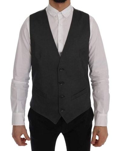 Dolce & Gabbana Dolce Gabbana Staff Cotton Rayon Vest - Black