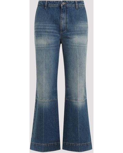 Victoria Beckham Indigo Cropped Kick Cotton Jeans - Blue