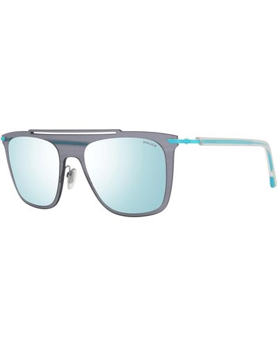 Police Pl581 Mirrored Rectangle Sunglasses - Blue