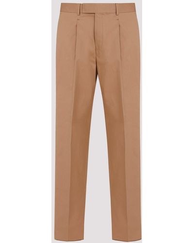Zegna Mid Brown Formal Cotton Trousers