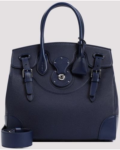 Ralph Lauren Collection Ink Soft Ricky Grained Leather Bag - Blue