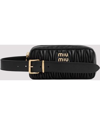 Miu Miu Black Matelasse Lamb Leather Pochette Bag