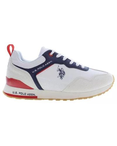 U.S. POLO ASSN. White Polyester Trainer - Blue