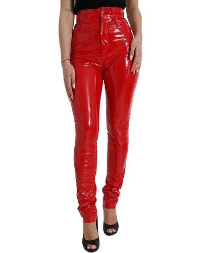 Dolce & Gabbana Chic High Waist Skinny Pant - Red