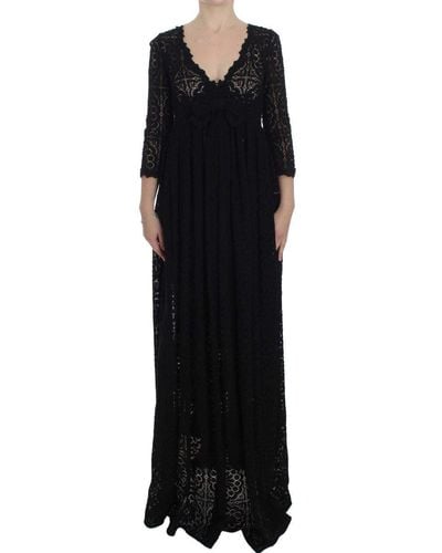 Dolce & Gabbana Ricamo Knitted Full Length Maxi Dress - Black