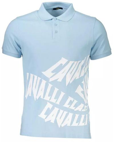 Class Roberto Cavalli Light Blue Cotton Polo Shirt