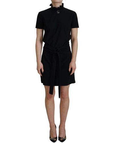 DSquared² Black Polyester Short Sleeves Sheath Mini Dress