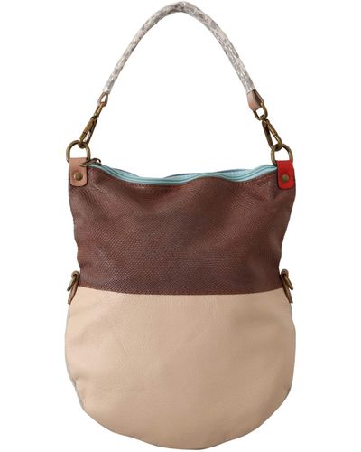 EBARRITO Multicolor Genuine Leather Shoulder Tote Handbag - Brown