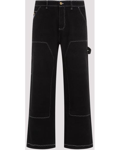 Kidsuper Black Cotton Messy Stitched Work Trousers