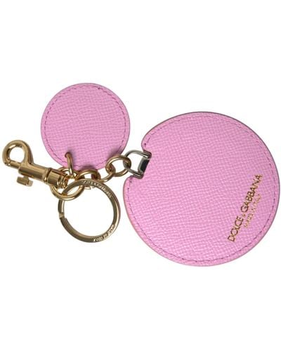 Dolce & Gabbana Elegant Leather Keychain - Pink