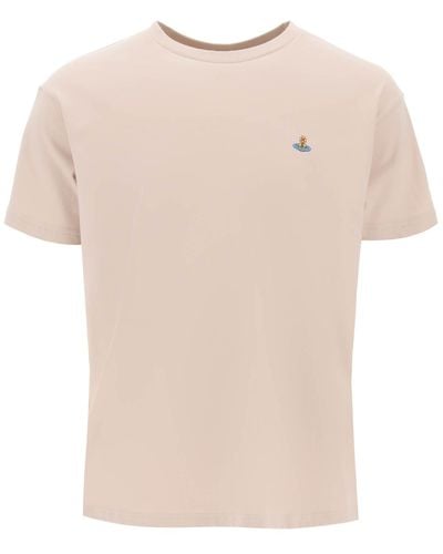 Vivienne Westwood Classic T-Shirt With Orb Logo - Natural