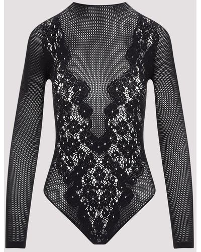 Wolford Black Flower Lace Polyamide String Body