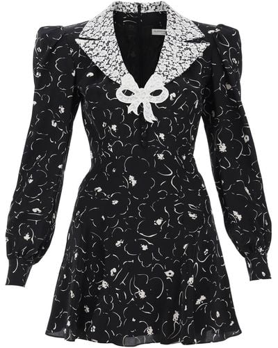 Alessandra Rich Mini Dress With Lace Collar - Black