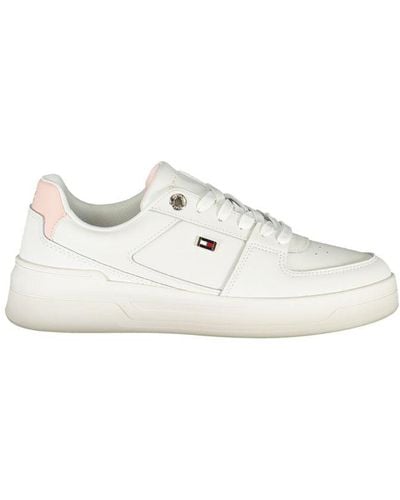 Tommy Hilfiger Elegant Lace-Up Trainers With Contrast Detail - White