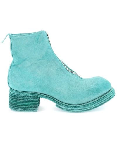 Guidi Zippered Suede Ankle Boots - Blue
