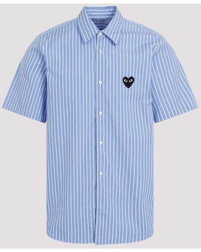 COMME DES GARÇONS PLAY Blue Cotton Striped Shirt