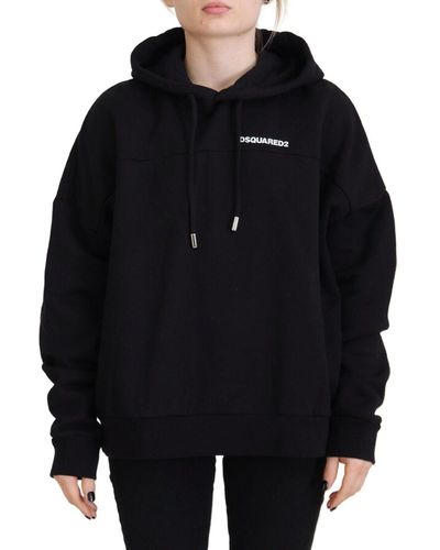 DSquared² Black Logo Patch Cotton Hoodie Sweatshirt Jumper