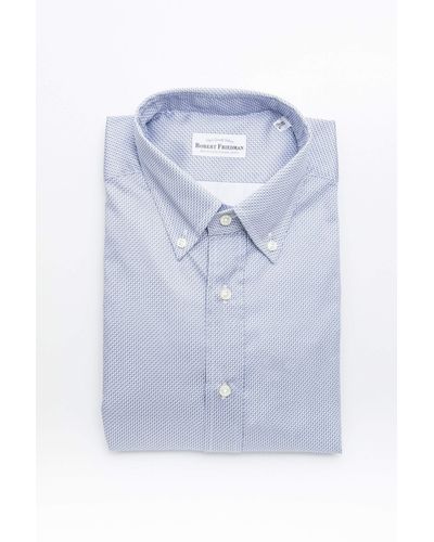 Robert Friedman Elegant Light Blue Regular Fit Cotton Shirt