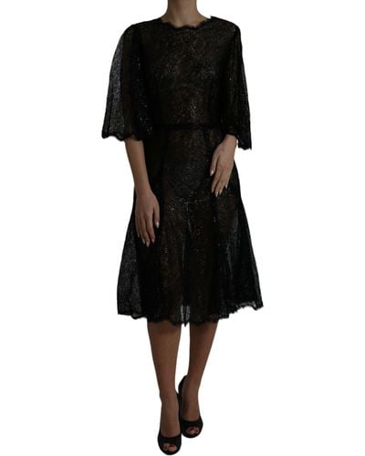 Dolce & Gabbana Black Floral Lace Sheer A
