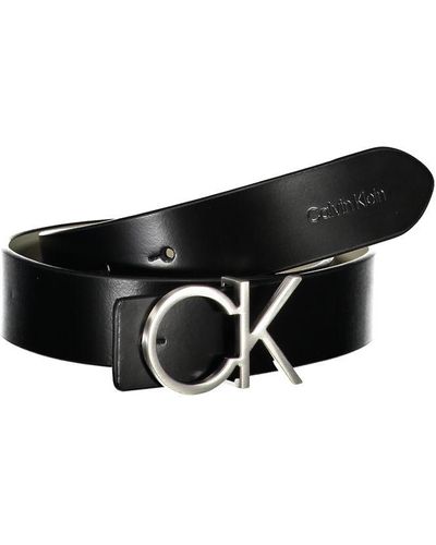 Calvin Klein Reversible Leather Belt With Metal Buckle - Black
