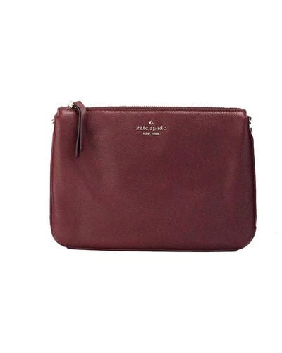 Kate Spade Jackson Cherrywood Leather Triple Gusset Crossbody Handbag Purse - Red
