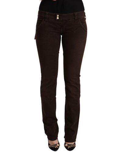 CYCLE Brown Cotton Stretch Low Waist Slim Fit Denim Jeans - Black