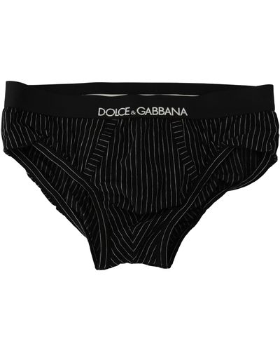 Dolce & Gabbana Black Striped Cotton Brando Brief Underwear