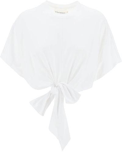 Closed T-shirt With Knot Detail - M White