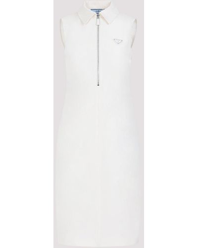 Prada Ivory Silk Midi Dress - White