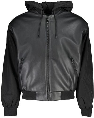Calvin Klein Sleek Contrast-Trim Jacket With Hood - Grey