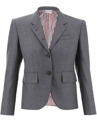Thom Browne Single-Breasted Cropped Jacket - Gray