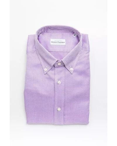 Robert Friedman Elegant Cotton Button Down Men's Shirt - Purple