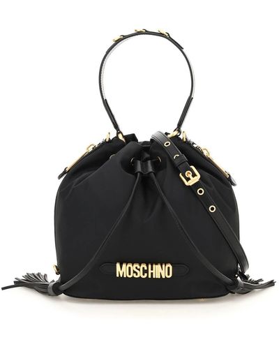 Moschino Fabric Bucket Bag - Black