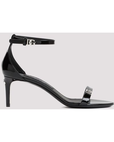 Dolce & Gabbana Black Patent Calf Leather Sandals