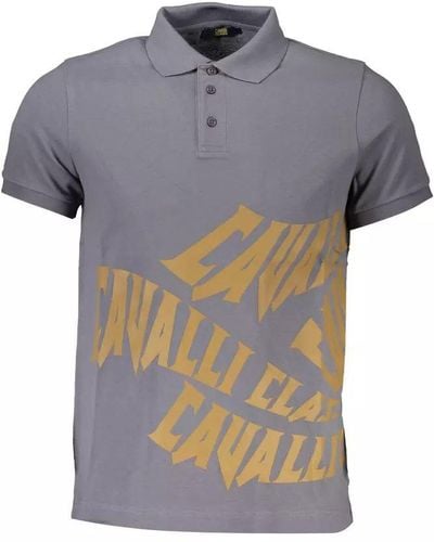 Class Roberto Cavalli Grey Cotton Polo Shirt