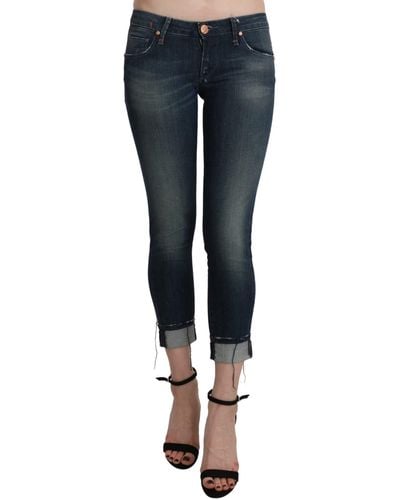 Acht Washed Low Waist Skinny Cropped Denim Pant - Blue