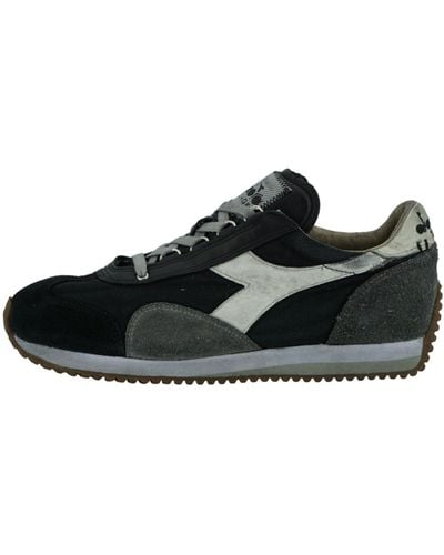Diadora Equipe H Dirty Stone Leather Trainers - Black