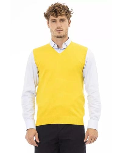 Alpha Studio Elegant V-neckline Vest For - Yellow