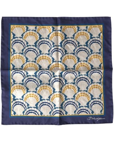 Dolce & Gabbana Shell Silk Square Handkerchief Scarf - Blue
