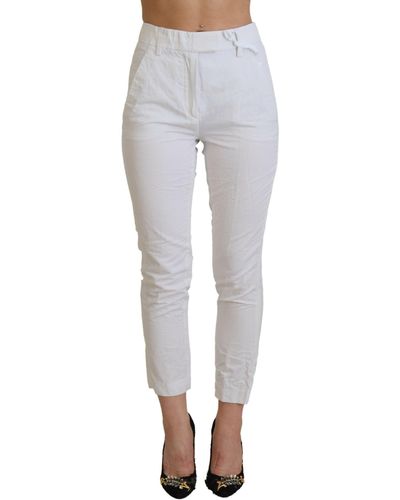 Dondup White High Waist Tapered Trousers