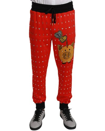 Dolce & Gabbana Year Of The Pig Jogger Joggers Trousers - Red