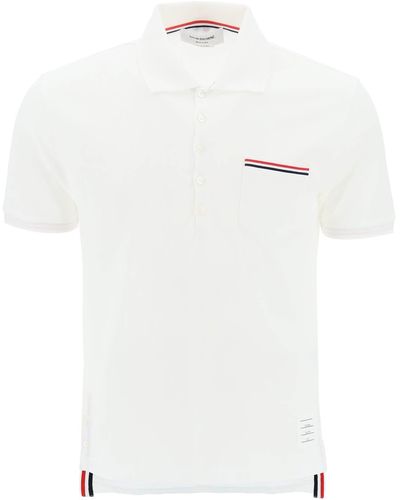 Thom Browne Mercerized Cotton Polo Shirt - White