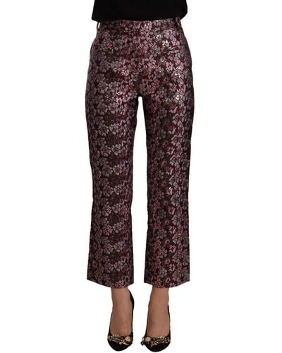 House of Holland High Waist Jacquard Flared Cropped Trousers - Multicolour