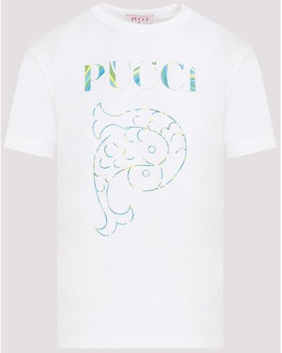 Emilio Pucci Black Cotton Logo T - White