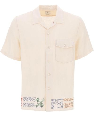 PS by Paul Smith Bowling Shirt With Cross-Stitch Embroidery Details - White