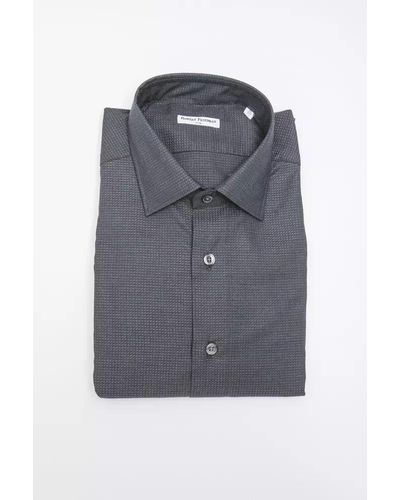 Robert Friedman Elegant Medium Slim Collar Black Shirt - Grey
