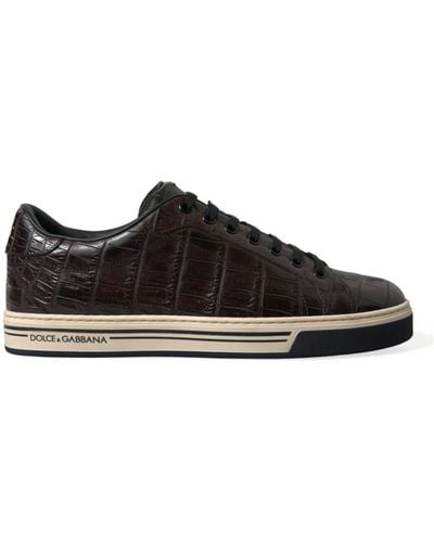 Dolce & Gabbana Croc Exotic Leather Casual Trainers Shoes - Black